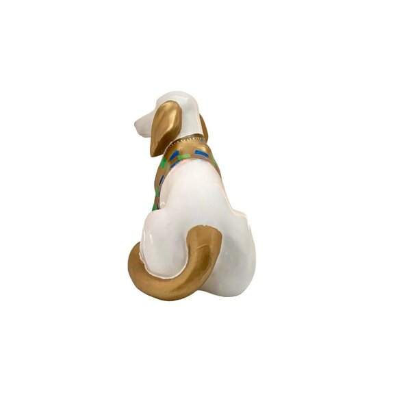 Dog Figurine Dashhound Doxin Porcelain Statue with Golden Details Adorable Gift - Picture 6 of 7